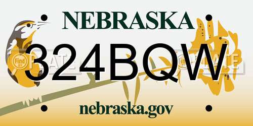 324BQW Nebraska License Plate