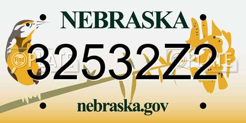32532Z2 Nebraska License Plate