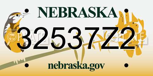 32537Z2 Nebraska License Plate
