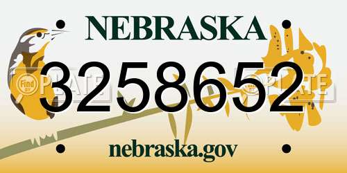 3258652 Nebraska License Plate