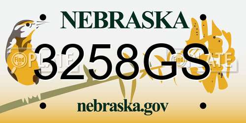 3258GS Nebraska License Plate