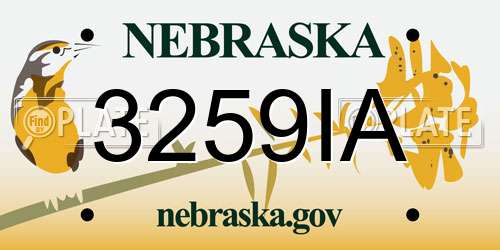 3259IA Nebraska License Plate