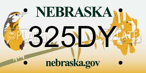 325DY Nebraska License Plate