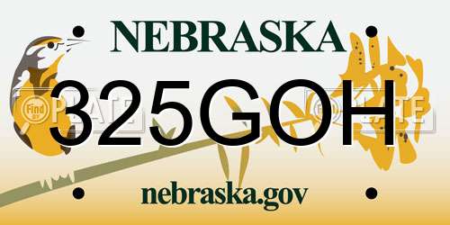 325GOH Nebraska License Plate