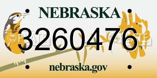 3260476 Nebraska License Plate