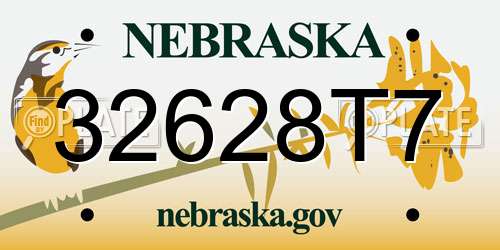 32628T7 Nebraska License Plate