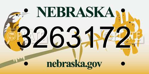 3263172 Nebraska License Plate