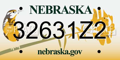 32631Z2 Nebraska License Plate