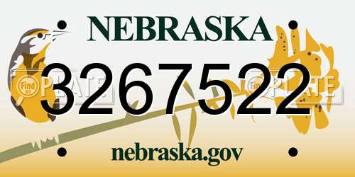 3267522 Nebraska License Plate