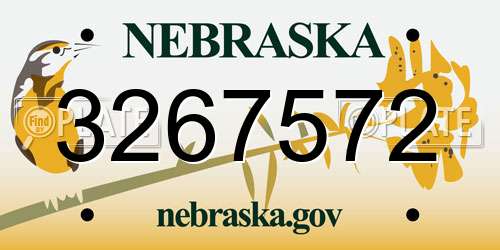 3267572 Nebraska License Plate