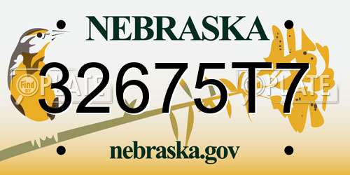 32675T7 Nebraska License Plate