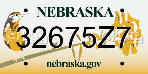 32675Z7 Nebraska License Plate