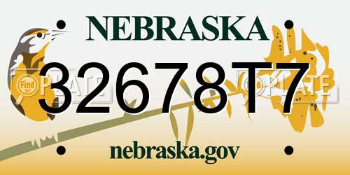 32678T7 Nebraska License Plate