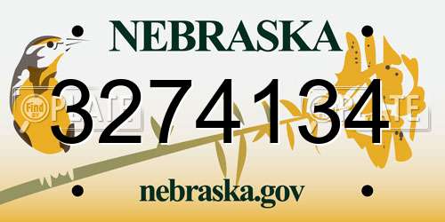 3274134 Nebraska License Plate