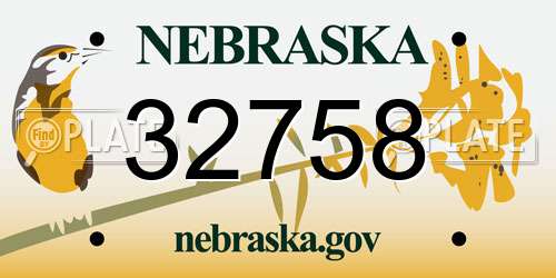 32758 Nebraska License Plate