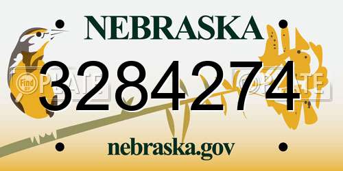 3284274 Nebraska License Plate