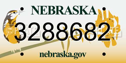 3288682 Nebraska License Plate