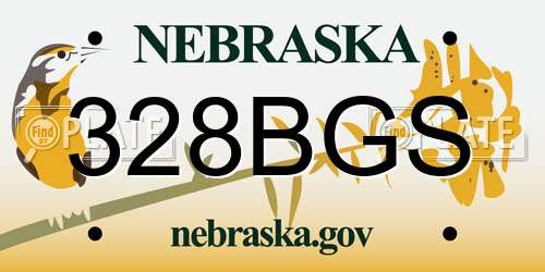 328BGS Nebraska License Plate