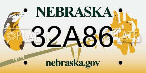 32A86 Nebraska License Plate