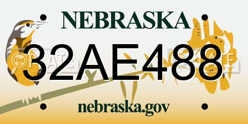 32AE488 Nebraska License Plate