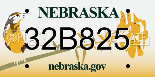32B825 Nebraska License Plate