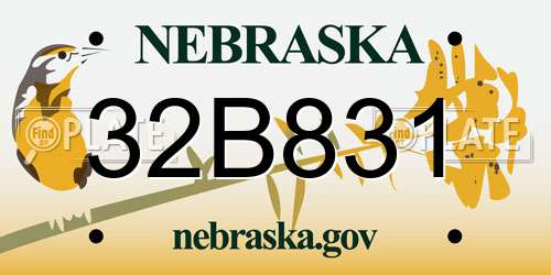 32B831 Nebraska License Plate