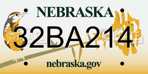 32BA214 Nebraska License Plate