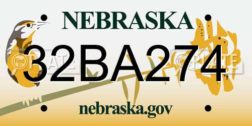 32BA274 Nebraska License Plate