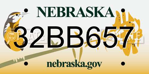 32BB657 Nebraska License Plate