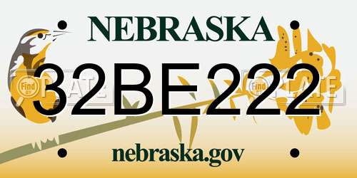 32BE222 Nebraska License Plate