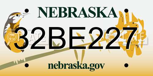 32BE227 Nebraska License Plate