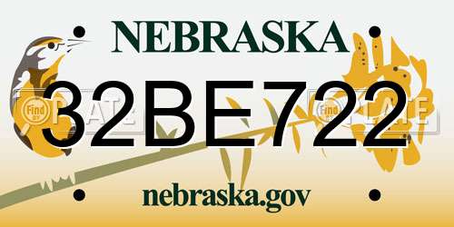 32BE722 Nebraska License Plate
