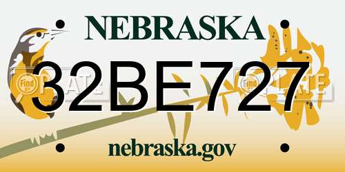 32BE727 Nebraska License Plate