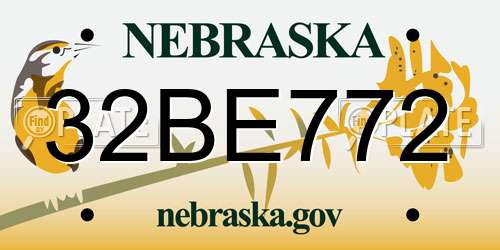 32BE772 Nebraska License Plate