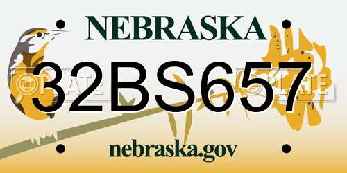 32BS657 Nebraska License Plate