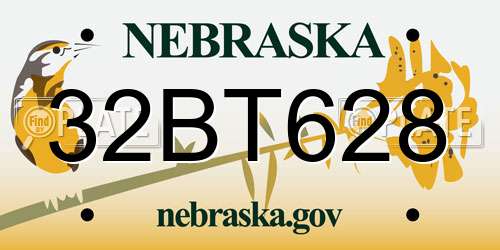 32BT628 Nebraska License Plate