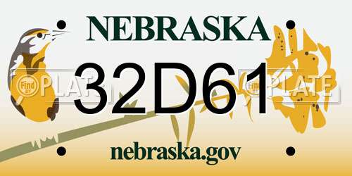 32D61 Nebraska License Plate