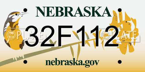 32F112 Nebraska License Plate