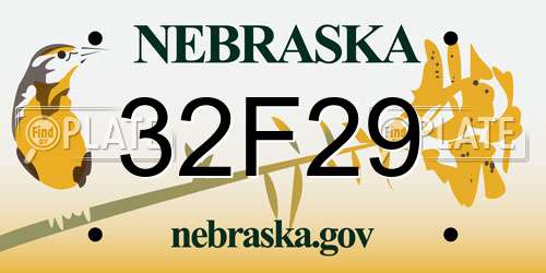 32F29 Nebraska License Plate