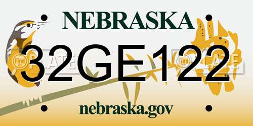 32GE122 Nebraska License Plate