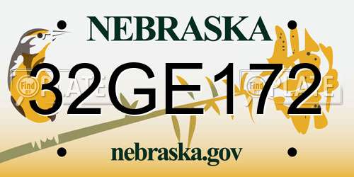 32GE172 Nebraska License Plate