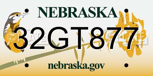 32GT877 Nebraska License Plate