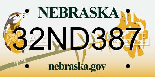 32ND387 Nebraska License Plate