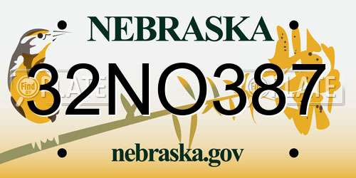 32NO387 Nebraska License Plate