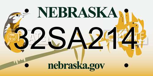 32SA214 Nebraska License Plate