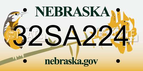 32SA224 Nebraska License Plate