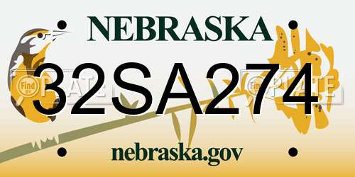 32SA274 Nebraska License Plate
