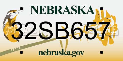 32SB657 Nebraska License Plate