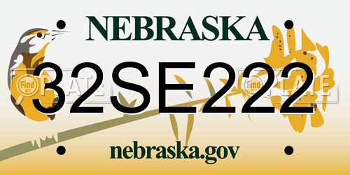 32SE222 Nebraska License Plate