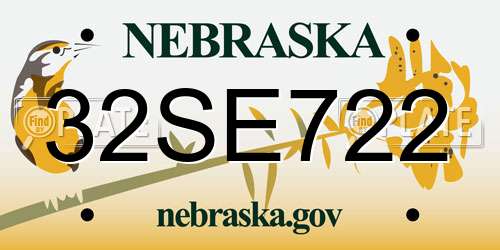 32SE722 Nebraska License Plate
